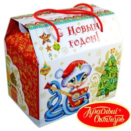 Детский новогодний подарок в картонной упаковке весом 950 грамм по цене 1108 руб в Чегеме
